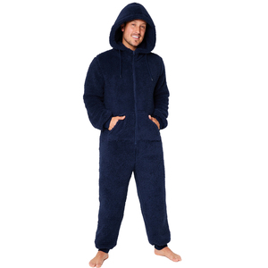 Combinaison en polaire sherpa d'hiver pour homme Logo personnalisé Combinaison à capuche Vêtement de détente thermique Vêtement de nuit Couleur personnalisée Taille Haute qualité - Product Image 5