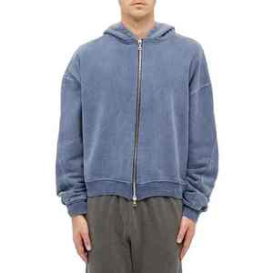 Sweat à capuche thermique surdimensionné 100% coton pour hommes sweats à fermeture éclair personnalisés pour l'hiver Style de rue haute demande brodé teint uni - Product Image 3