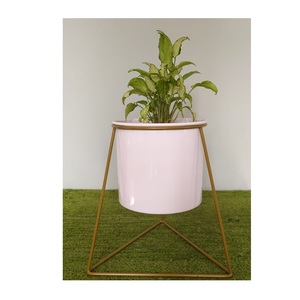 Ce pot à plantes en treillis métallique maintient les plantes en place et apporte un style simple qui s'intègre parfaitement à la plupart des salles de jardin intérieures. - Product Image 2