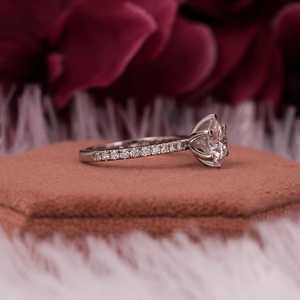 Round Lab Grown Diamond Engagement <b>Ring</b>, Round Lab Grown Diamond Engagement <b>Ring</b> <b>For</b> Her, Diamond <b>Ring</b>, Lab Grown Diamond <b>Ring</b>. - Product Image 6