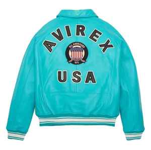Veste en cuir Avirex, style aviation classique, vêtement d'extérieur en cuir, durable et confortable à porter - Product Image 3