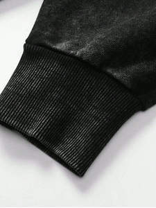 Sweat-shirt surdimensionné en coton lourd avec broderie appliquée et délavage à l'acide personnalisé, streetwear pour hommes, 500GSM - Product Image 3