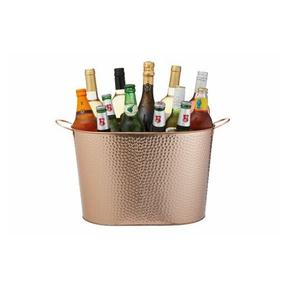 Heritage look copper ice bucket with hammered finished and stylish grip for timeless beverage <b>serving</b> in grand celebrations - Product Image 1