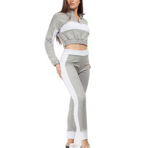 ชุดวอร์มออกกำลังกายผ้าฝ้าย 100% แบบ 2 ชิ้น พิมพ์โลโก้ตามสั่งสำหรับผู้หญิง ชุดกีฬาสีพื้นสำหรับฤดูใบไม้ผลิ - Product Image 2