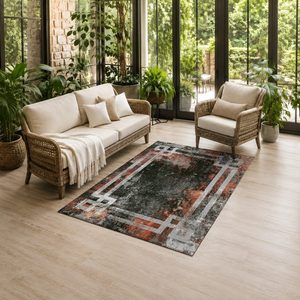 RUGS DEPOT LXDP-0890 Wholesale Terracotta Gold Designer Pattern Digital Printed Machine Washable Chenille Area Rug Non <b>Slip</b> - Product Image 6