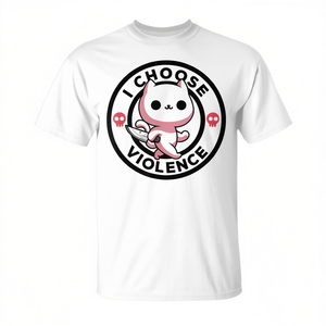 Aujourd'hui, je choisisse le T-shirt « Violence Cat » : un vêtement promotionnel pour chat, ironique et sarcastique. - Product Image 3