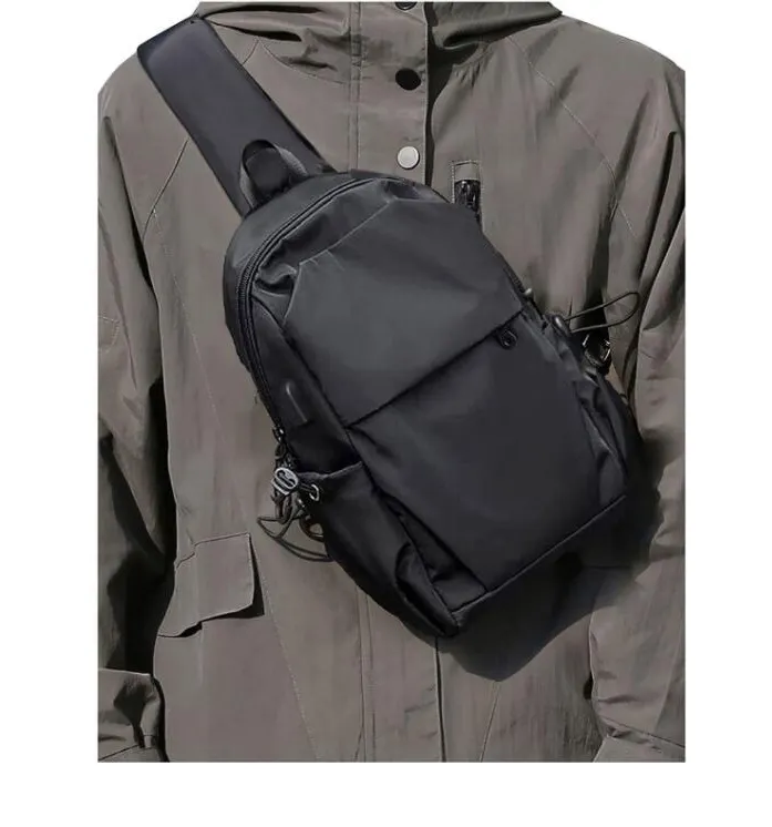 Lightweight Sling Crossbody Backpack Shoulder Bag for Men Women for Hiking Walking Biking Travel Cycling USB Charger Port-Nylon