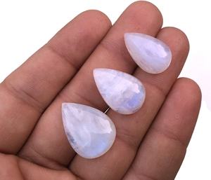 3ชิ้นธรรมชาติรุ้งมูนสโตนลูกแพร์เรียบรูปร่าง Cabochons 2020ขายส่งผู้ผลิตของแท้ที่มีคุณภาพสูง - Product Image 4