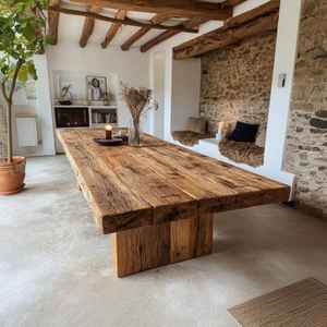 Table à manger carrée moderne en bois massif écologique faite à la main pour la maison de campagne et la salle à manger d'hôtel - Product Image 1