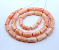 Perles en forme de tube lisse de corail japonais peau d'ange rose naturel perles de pierres précieuses de corail japonais 16 pouces