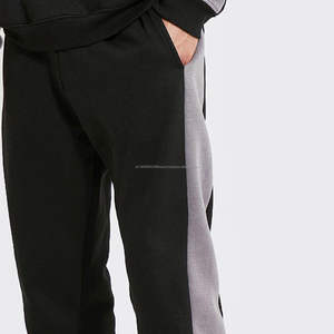 Custom Unisex Plain <b>Black</b> And Grey Color Tracksuit Set In Panels Quick Dry And Breathable Pullover Tracksuit Set - Product Image 6