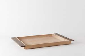 Vente en gros, plateau de service rond en bois de noyer brun rustique de petite taille personnalisé avec poignées, plateaux pour sarfophages naturels - Product Image 3