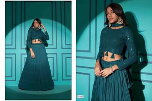 Últimos Diseños Modernos Tradicionales Indios, Lehenga Choli de Georgette con Bordado para Festivales y Fiestas - Product Image 3