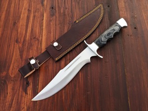 Cuchillo Bowie hecho a mano hoja de acero inoxidable mango de madera cuchillo de película con funda gratis | Regalo de Cumpleaños | Regalo al aire libre | - Product Image 3