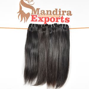 ผมตรงยาวสีดำนุ่มสลวย100% ผมคนอินเดียแบบมัดผมสไตล์ลอนแบบหลวม - Product Image 3