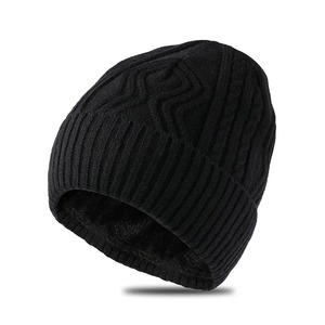 Gorro de punto cálido de invierno de lana 100% Unisex, gorros de invierno sólidos a la moda para hombres y mujeres, gorro informal - Product Image 3