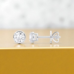 2.00 CT E-F/VVS-VS coupe ronde Moissanite pierre quatre broches ensemble boucle d'oreille en argent Sterling 925 pour unisexe - Product Image 3