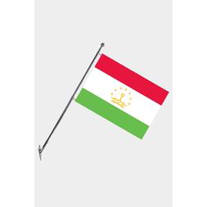 Tajikistan Wall-Mounted Telescopic Flagpole <b>Set</b> with Digital Printed Polyester Banners - Product Image 1