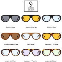 Lunettes de soleil ovales vintage 2026 personnalisées avec logo, protection UV400, monture large, style pilote, pour hommes et femmes, motif léopard