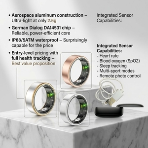 Bague Intelligente en Alliage d'Aluminium 2026 avec Suivi Cardiaque, SpO2, Sommeil, Multisports, Contrôle Photo à Distance, Étanchéité IP68 5ATM - Product Image 3