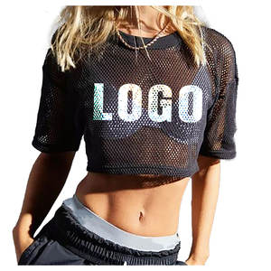 Top corto ligero de talla grande para mujer, camiseta de malla, ropa de calle, Top corto transpirable de calidad superior para mujer - Product Image 2