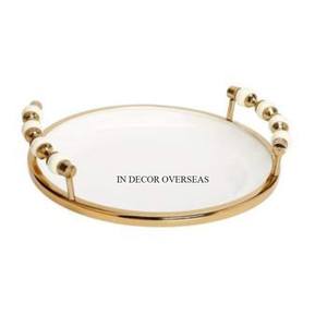 En gros Vente En Vrac Plaqué Or Fleurs Designer Encadré Ovale Forme Miroir Plateau De Service Maison Et Hôtel Ustensiles De Cuisine Fournitures - Product Image 5