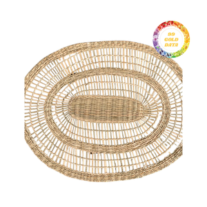 Tapis en jonc de mer rond écologique avec texture tissée à la main et sans matériaux synthétiques pour une utilisation intérieure décorative et polyvalente - Product Image 1