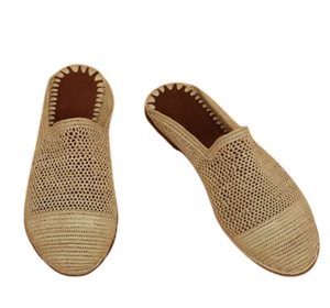 Chaussures raphia marocaines, chaussons raphia, cadeau d'anniversaire, chaussons rafia traditionnels, babouches rafia - Product Image 1