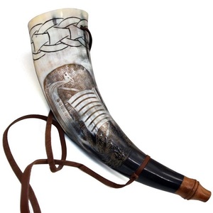 Auténtico vikingo de alta calidad buey Natural/vaca cuerno pulido cerveza náutica Borde de Metal hecho a mano Z artesanía decoración bebida Animal - Product Image 4