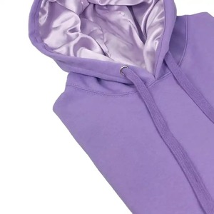 Sweat à capuche doublé en satin personnalisé OEM/ODM Sweat à capuche en soie unisexe de haute qualité 100% coton doublé en satin sweat à capuche rose Plus - Product Image 2