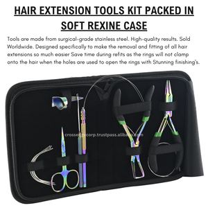 El kit profesional de herramientas de extensión de cabello multicolor incluye tijera de corte de hilo también alicates de prensado y removedor de la mejor calidad - Product Image 5