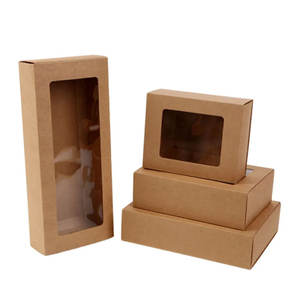 Boîte d'emballage en papier kraft avec fenêtre transparente Tiroir pliant Boîtes d'emballage cadeau pour biscuits et bonbons Boîte de présentation pour bijoux - Product Image 6