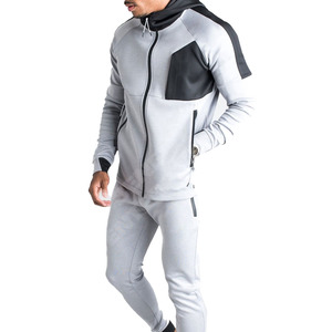 Survêtement en polaire Athletic Tech Sweat à capuche à empiècement contrasté avec pantalon de jogging Vêtements de sport à séchage rapide Survêtements de sport pour hommes - Product Image 1