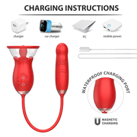 Rosenförmiger Doppelkopf-Vagina-Sauger Teleskop-Vibrator Nippelsauger Orale Stimulation Klitoris-Stimulator Sextoy für Frauen
