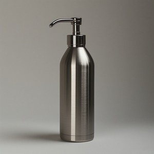 Distributeur de savon de comptoir de luxe en acier inoxydable et marbre, design moderne, fabrication haut de gamme, fonctionnement fluide, esthétique raffinée - Product Image 2