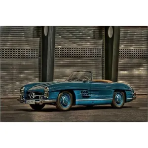 Fida Petrol Blue Mercedes 300 SL Roadster in Front of Shutters <b>Canvas</b> Print - Product Image 6