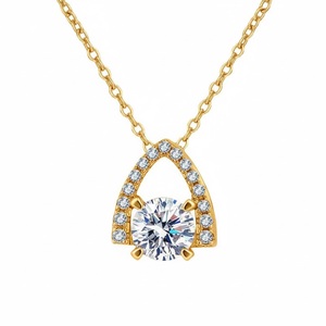 Fashion Classic Simple VVS D Color 0.50 CT Brilliant Cut Moissanite Claw Setting Pendant S925 Sterling <b>Silver</b> Geometric <b>Necklace</b> - Product Image 3