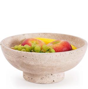 Nouveau bol à fruits en bois massif artisanal de luxe avec un profil incurvé large et une base ronde lourde Bol de service en bois naturel - Product Image 5