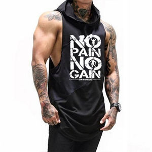 Men's Summer Sleeveless Hoodie Pullover Sports Running Workout Vest Printed Pattern Sleeveless Pullover <b>Hoodies</b> 2025 - Product Image 1