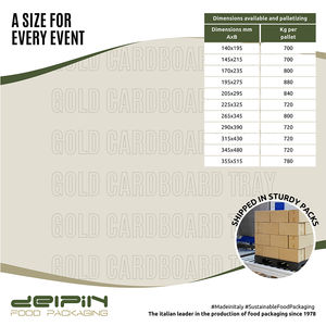 Made in Italy Bandeja Rectangular Desechable Ecológica de Cartón Dorado Diferentes Tamaños Vendido en KG Listo Para Enviar - Product Image 4