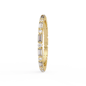 Bagues de mariage en or massif 18 carats avec diamants de laboratoire taille baguette et ronds, sertis en éternité, pour femmes - Nouveauté en gros - Product Image 5