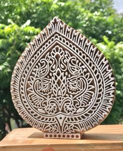 Sello de Bloque de Madera de Teca |   Estampado Floral Paisley |   Tela Textil India, Papel, Estampado a Mano con Palma - Product Image 1