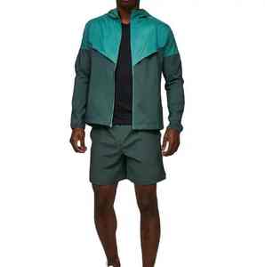 Conjunto de pantalones cortos cortavientos de gran tamaño ligeros a prueba de viento con cremallera personalizada conjuntos de chaqueta y pantalones cortos de nailon y poliéster - Product Image 1