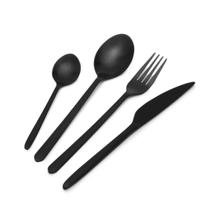 Ensemble de cuillères à dîner en acier inoxydable Couverts de 4 pièces Cuillère en acier inoxydable argenté Manche noir mat Meilleur prix - Product Image 6