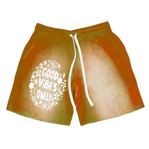 กางเกงขาสั้นผ้าคอตตอนสำหรับผู้ชายกางเกงขาสั้นผ้าดิบปักลายปักลายปักลายและแดดซีดจางตามสั่ง - Product Image 4