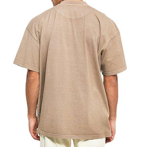 T-shirt Homme Col Rond Coupe Droite 100% Coton Haute Qualité Effet Vieilli Streetwear Logo Personnalisé Écologique Coupe Ample - Product Image 4