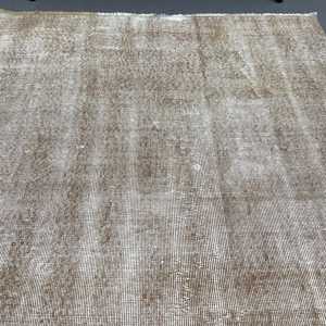 Turkish 4.4x7.9 ft Rug, Vintage Rug, <b>Brown</b> Striped <b>Wool</b> Rug - Product Image 4