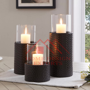 Vela con base de madera y metal-Hurricane Luxury Home Vela decorativa votiva - Product Image 3