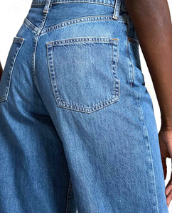 Pantalones vaqueros de calle de cintura alta a la moda para mujer, pantalones vaqueros rectos de pierna ancha, pantalones informales diarios para mujer - Product Image 5