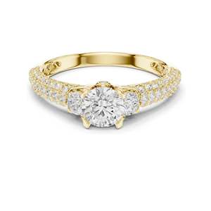 Anillo de Diamantes de Laboratorio con Corte Brillante Redondo de 1.22 CT y Piedras Laterales para Mujer, Claridad VVS-VS EF, Oro de 18K, 14K, 10K y Plata 925 - Product Image 3